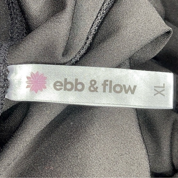 XL EBB AND FLOW LEGGINGS BLACK STRETCH CROPPED ATHLETIC ACTIVEWEAR GOTH SHIMMER - Picture 9 of 10